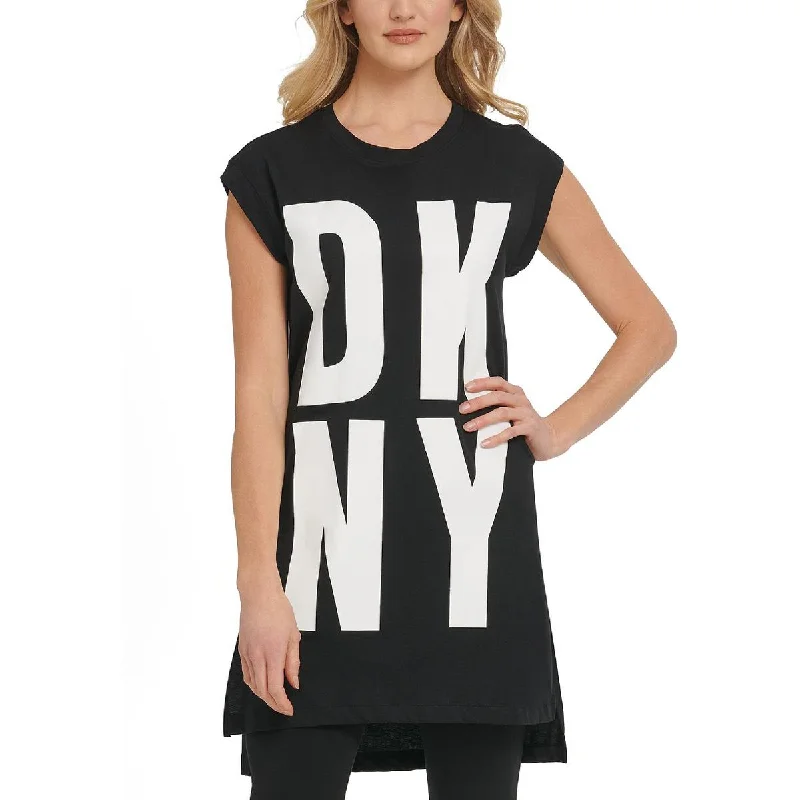 DKNY Womens Logo Cotton Tunic Top