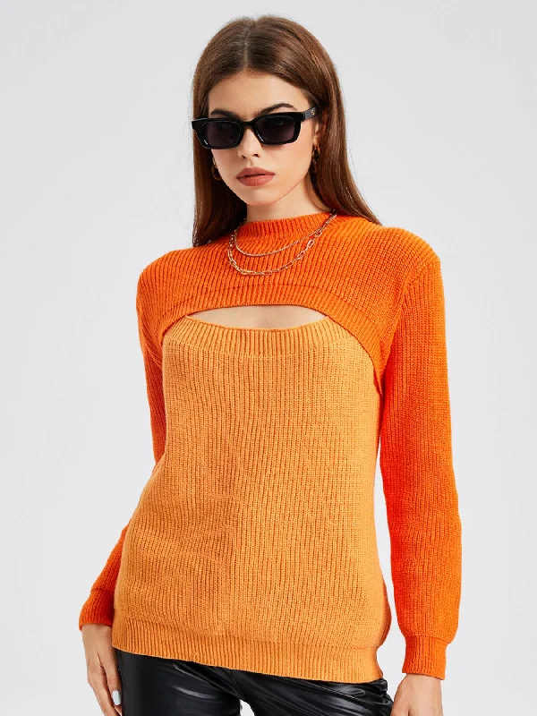 Glam Colorblock Cut Out Jumper