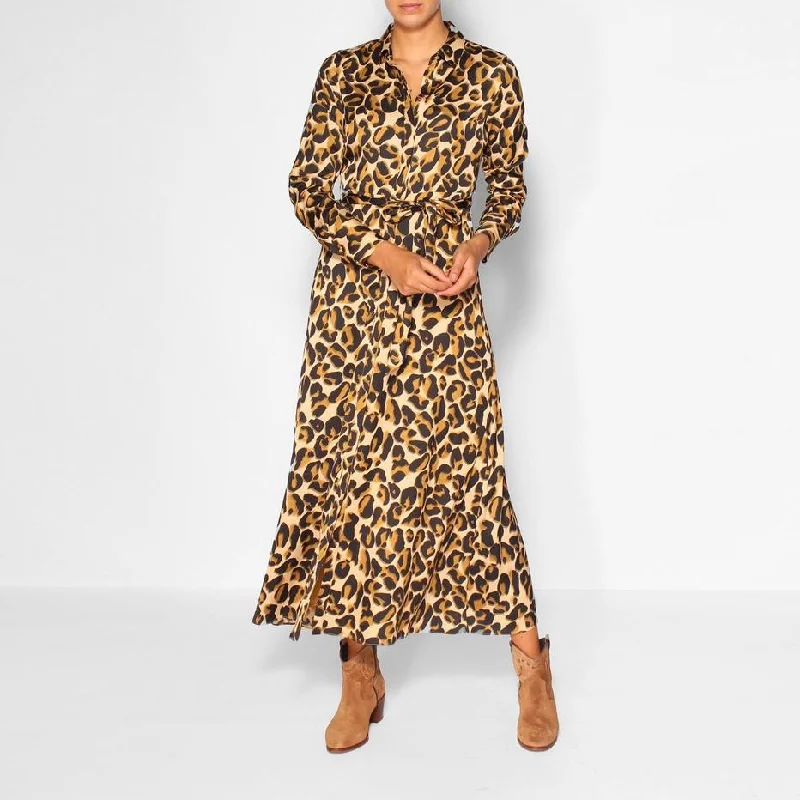 Belted Maxi Dress (Leopard)