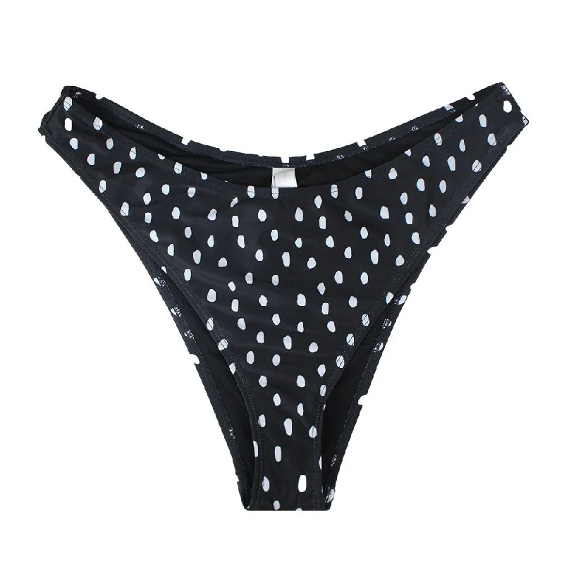 Women's Polka Dots V-Style Bikini Bottom,Black