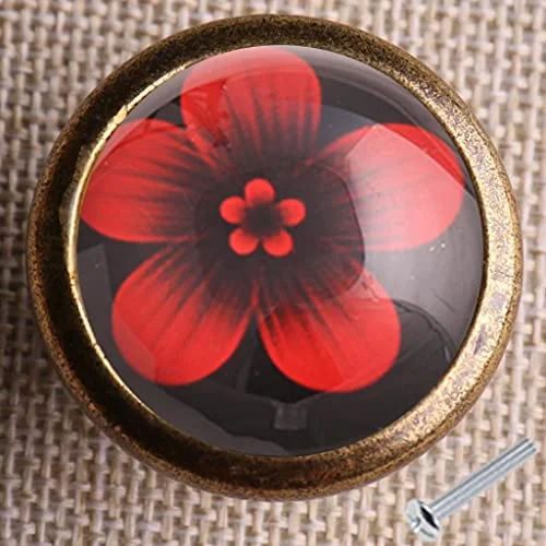 FZC Flower Door Knob Cabinet Drawer Closet Cupboard Handle Furniture Hardware 5#