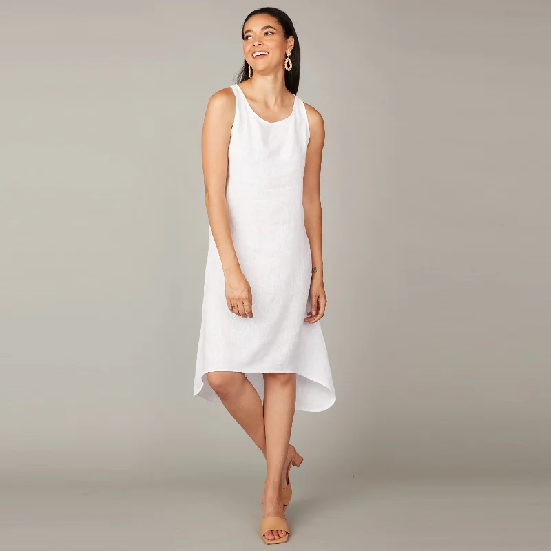 Long Linen Sheath Dress (White)