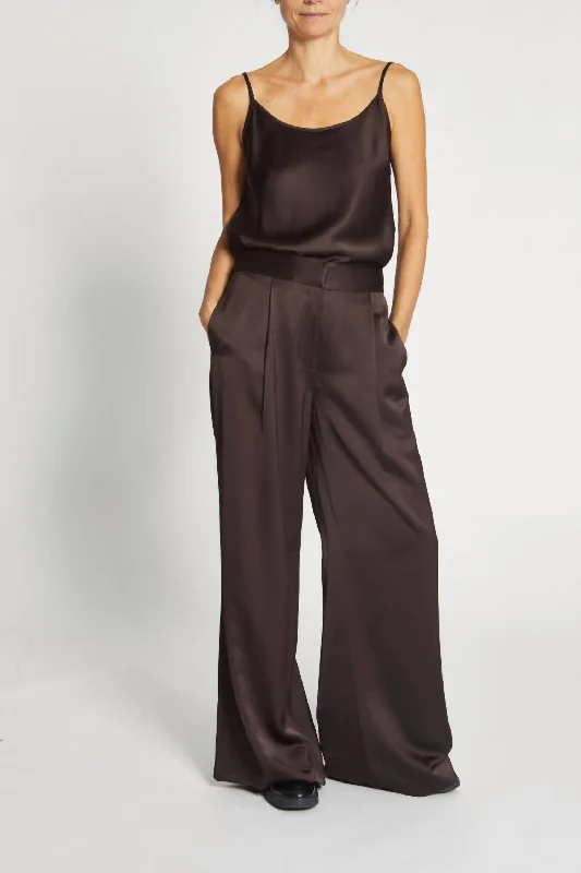 Neve Mid-Waisted Wide Leg Pant In Chestnut