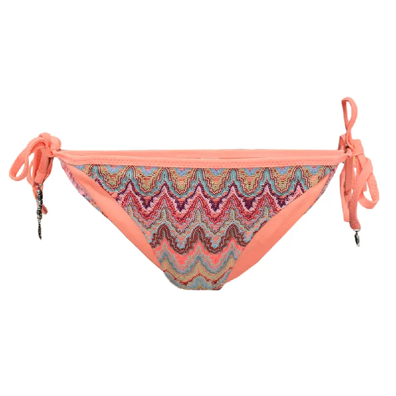 Women's Lace Printed Bikini Bottom,Neon Orange