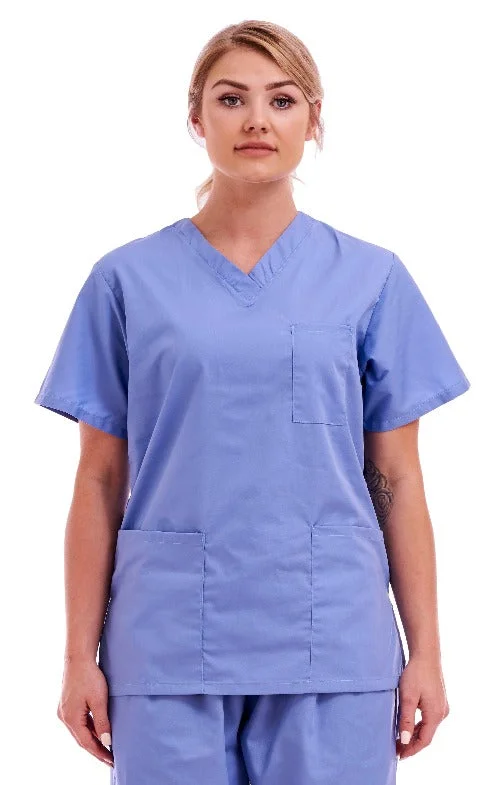 Unisex Smart Scrub Tunic Nurse Uniform | Size S to XXL | Hospital Blue