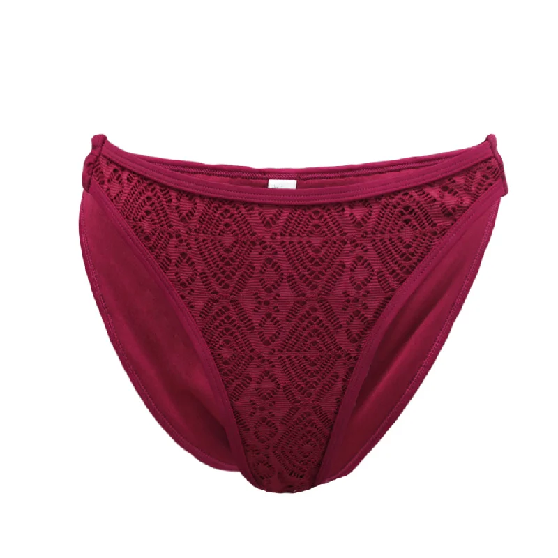 Women's Lace Bikini Bottom,Burgundy