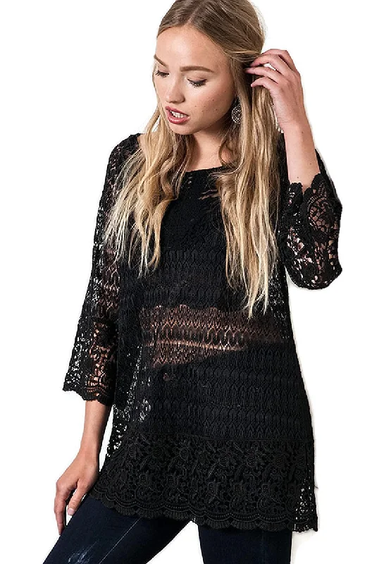 Crochet Lace Tunic, Black