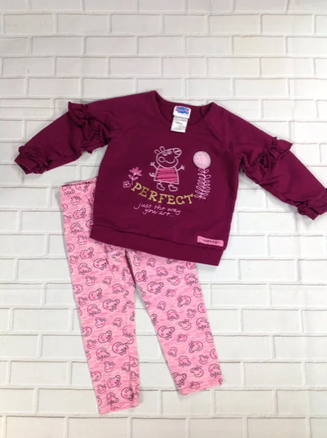 Peppa Pig MAROON & PINK PEPPA PIG 2 Piece Set