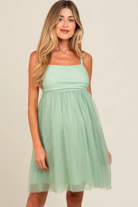 Light Olive Tulle Skirt Maternity Dress