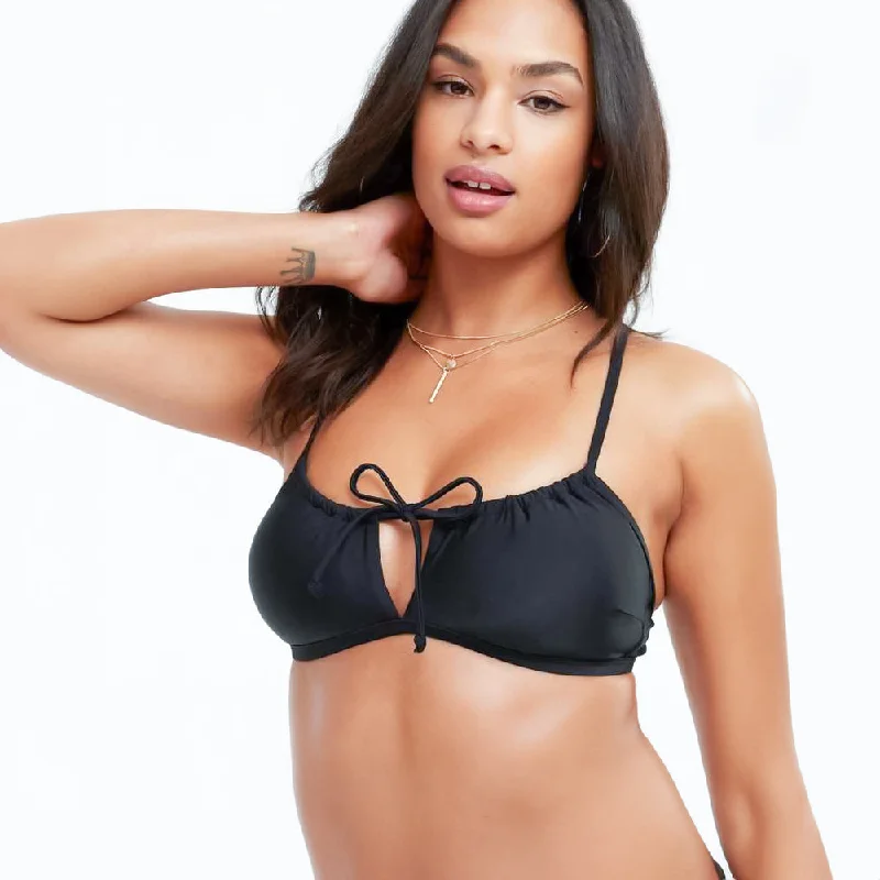 Women's Solid Bikini Top,Black