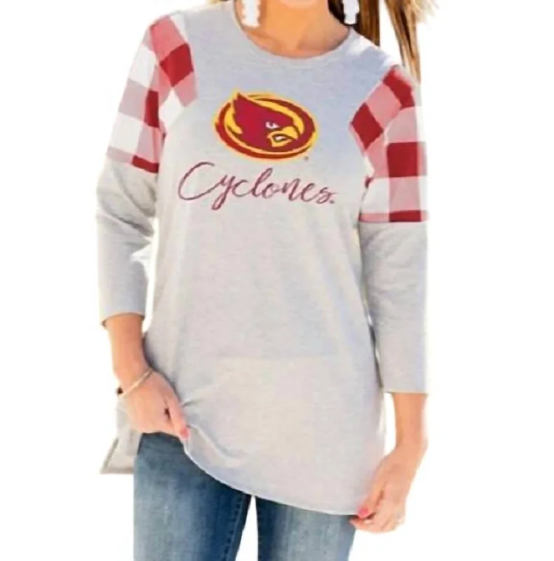 Iowa State University Get In Check Tunic In Grey/red