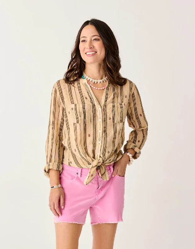 Dylan Gauze Tunic: Rum Stripe