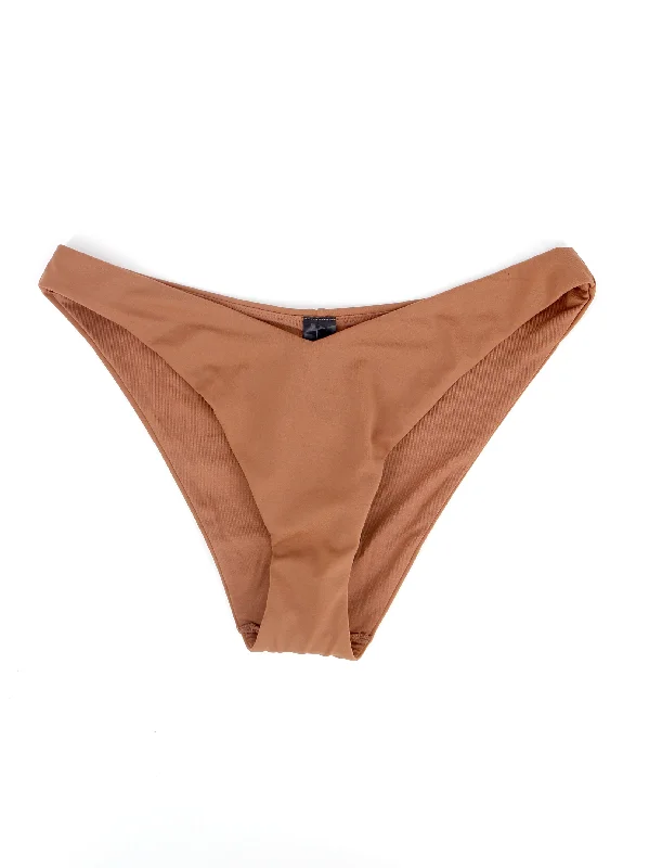 Women's Plain Solid Bikini Bottom,Brown