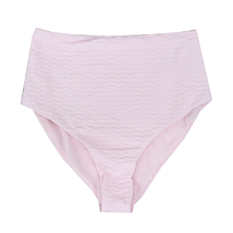 Women's Textured High Waisted Bikini Bottom,Pink