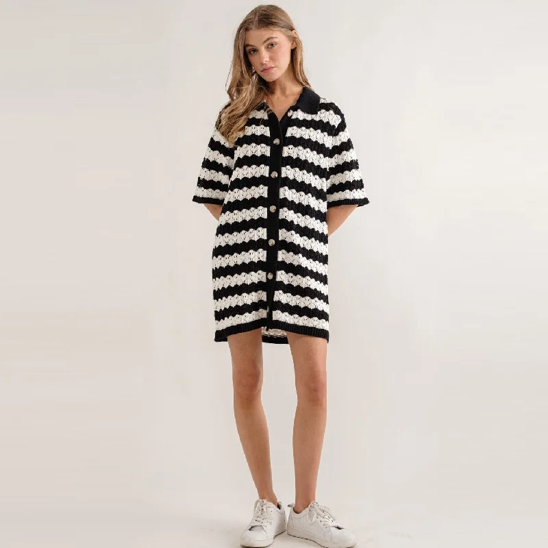 Carol Dress (Black + Off White)