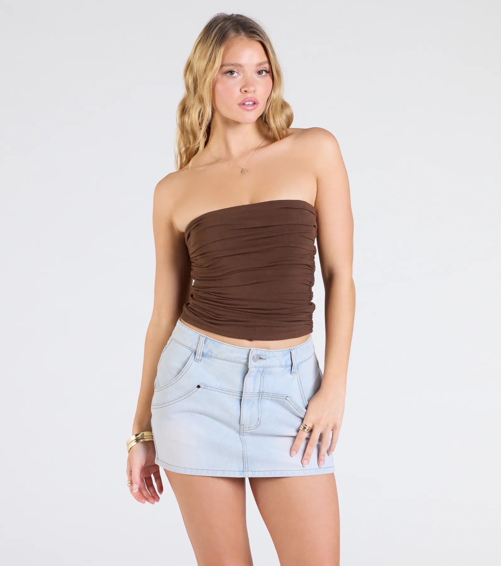 Cutest Vibe Ruched Knit Tube Top