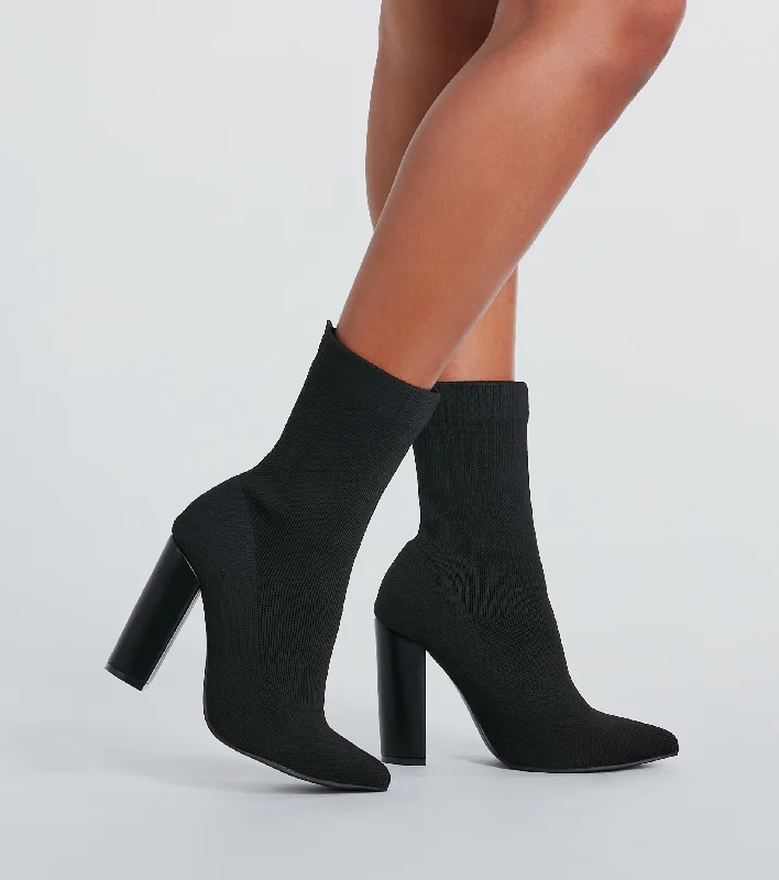 Style Points Knit Block Heel Booties