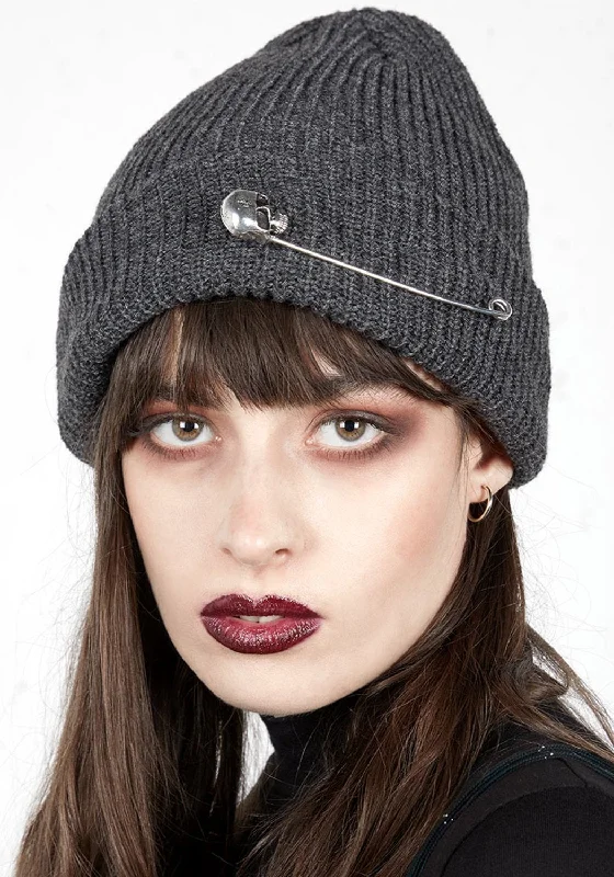 Skull Pin Knit Beanie