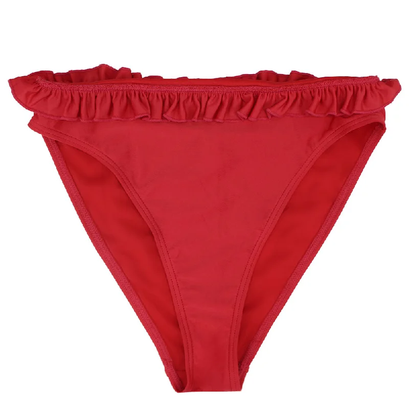 Women's Frill Waist Bikini Brief,Red