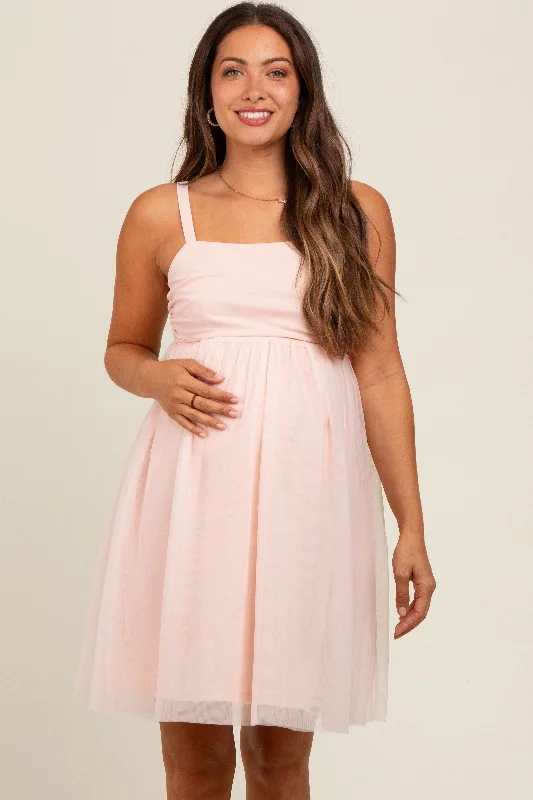 Light Pink Tulle Skirt Maternity Dress