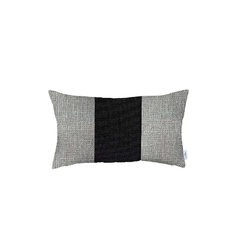 Set Of 2 White And Black Lumbar Pillow Covers