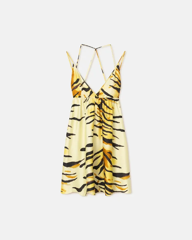 Ceil - Printed Silk Twill Mini Dress - Tiger