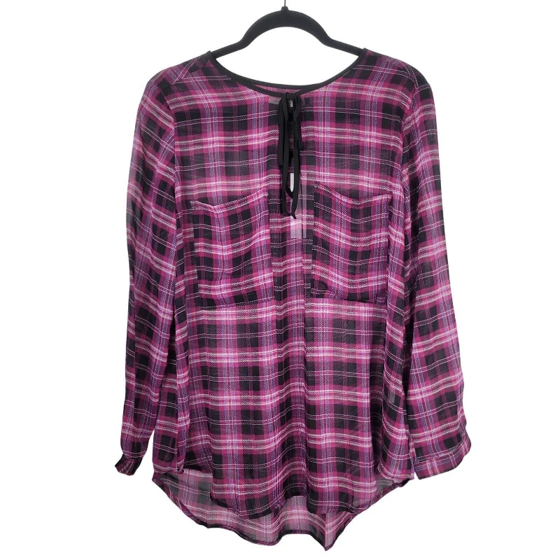 Three Eighty Two Women's Kiera Peasant Tunic Plaid Size L