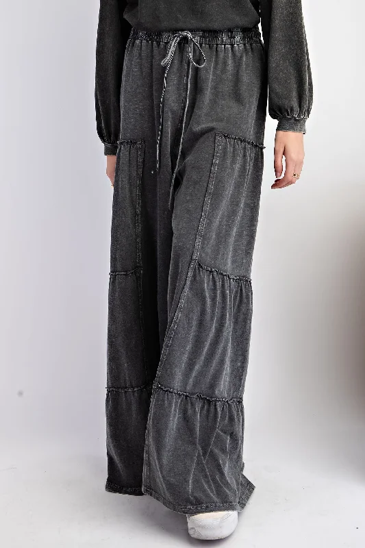 Black Mineral Wash Wide Leg Pant | Boutique Elise | Whitney