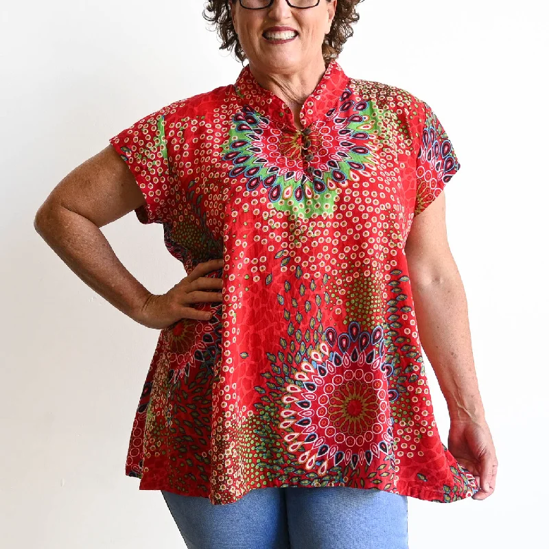 Loose Fit Cotton Tunic Top by KOBOMO - Mandala