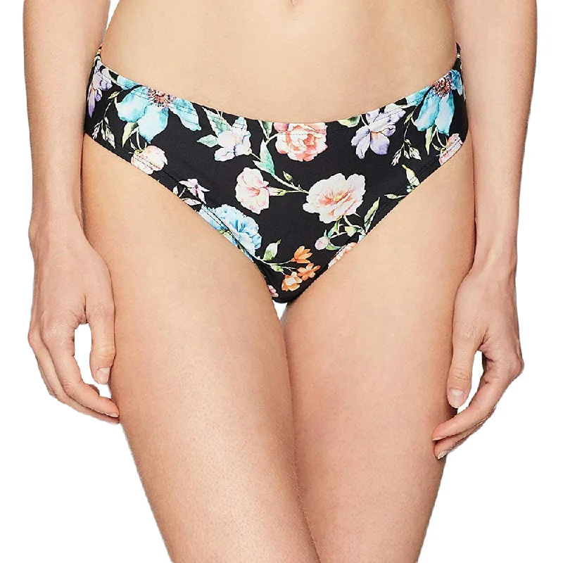 Women's Floral Printed Bikini Bottom,Black