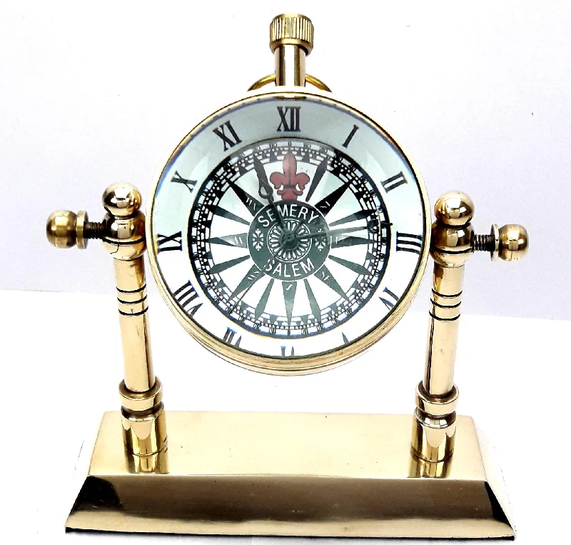 KV Collection Beautiful Antique Style Brass Table Clock. Exclusive Gifting idea