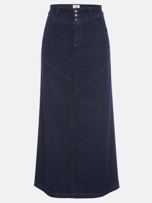 Pieced Denim Maxi Skirt