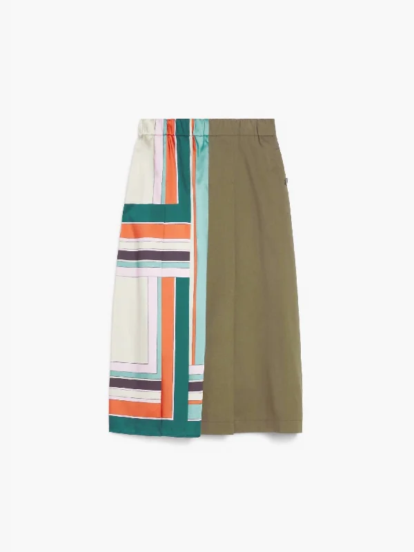 Lallo-Printed Twill And Gabardine Skirt In Green