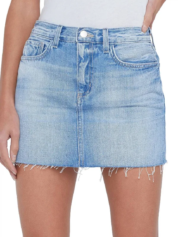 Paris Micro Mini Jean Skirt In Caruso