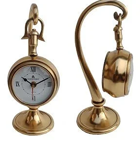 NAUTICAL COLLECTION Brass Desk and Hanging Tabletop Clock for Living Room, Kids Bedroom, Office Decor (Gold)