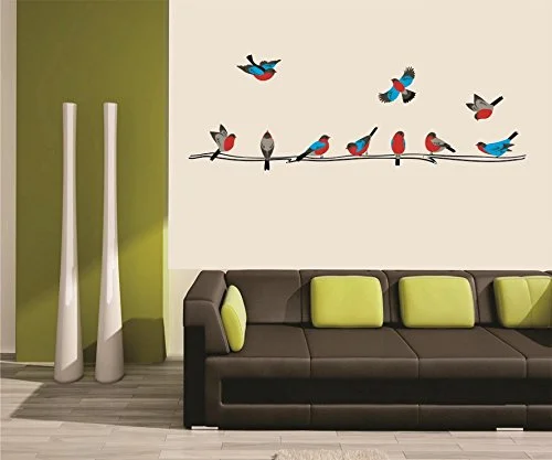 Asmi Collections Wall Stickers Beautiful Colorful Birds on a Tree Branch