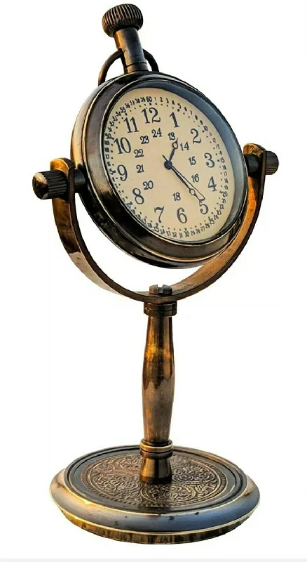 NAUTICAL COLLECTION Antique Brass Rounded Shape Table Clock for Home Study Living Room and Office Living Room Decor (Brass)