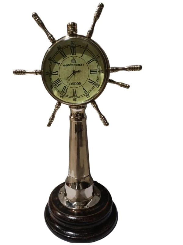 Chaitanya Antique Vintage Brass Ship Telegraph & Analog Clock Nautical Maritime Ship's Engine Collectible Telegraph for Study Table, Home Décor, Showpiece Office & Gift (8 Inches) by The Chattainya store