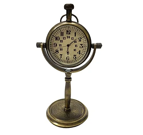 Esra Arts-Brass Antique Finish Table Clock Nautical Maritime Numeral Desk Clock for Desk Decor/Room Decor/Office Decor