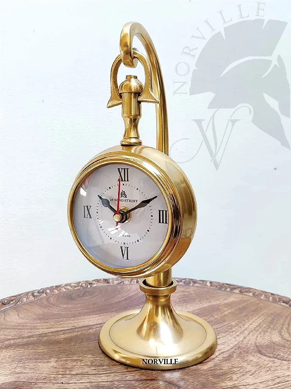 NORVILLE® Brass Hanging Table Clock Size 10" for Home Decor, Office Desk, Study Table, Showpeice & Gift Item by Venusmart