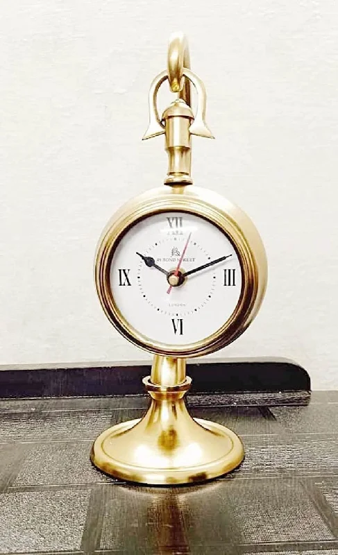 Antique Brass Table Top Clock, Desk Clock Attractive Look Hanging Table Clock Home & Office Decor Gift (10 Inch Golden)