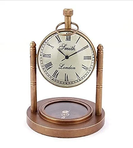 Sky Instrument Brass Table Clock .with Navigation Compass Antique Table Clock