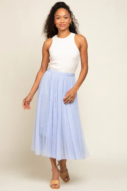 Light Pink Tulle Midi Skirt