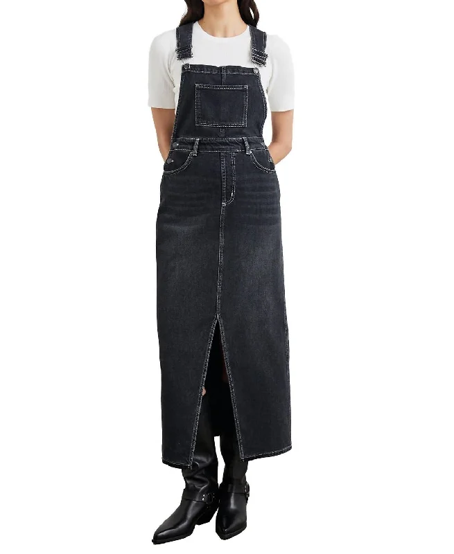 Westlake Denim Skirt Overall In Black Sand