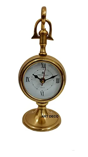 Art Deco Antique Brass Table Clock, Desk Clock Attractive Look Hanging Table top Clock Home & Office Decor Gift Item