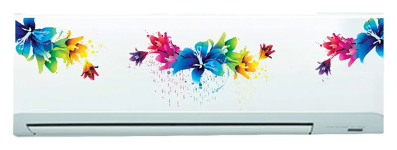 DivineDesigns™ Rainbow Flowers Air Conditioner Sticker - Standard Size (Fit for All Models/Sizes/Brands) (Vinyl, Multicolor)