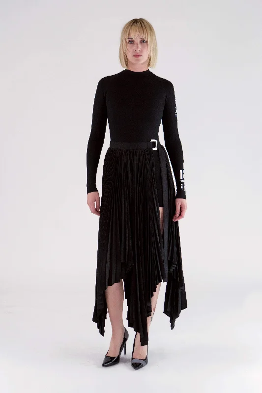 ASYMMETRIC PLEATED WRAP SKIRT