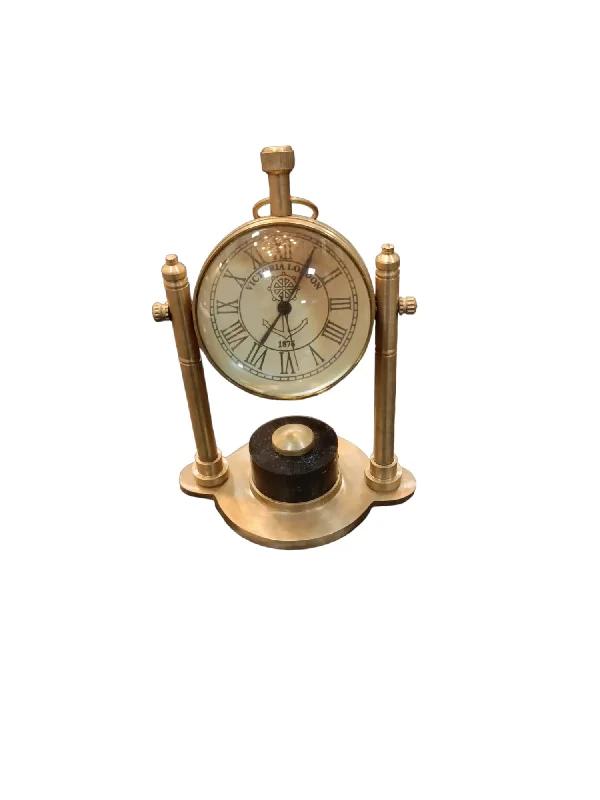 Brass Antique Desk & Shelf Clock Compass Marine Analog Clock Antique Desk Clock (5”, Antique) Nautical Gifts Décor