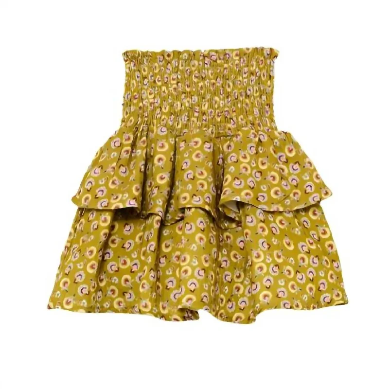 Girls Boho Floral Skirt In Olive