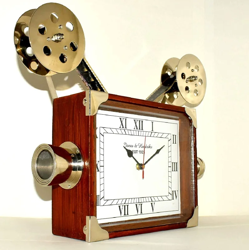 Unique Antique Vintage Style Projector Camera Table Desk Clock Wooden Home Decor Brand: G.E